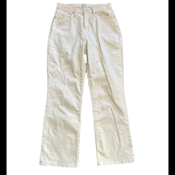 A New Day Womens cream straight leg high rise jeans sz 4/27 stretchy 98% cotton - Picture 1 of 9